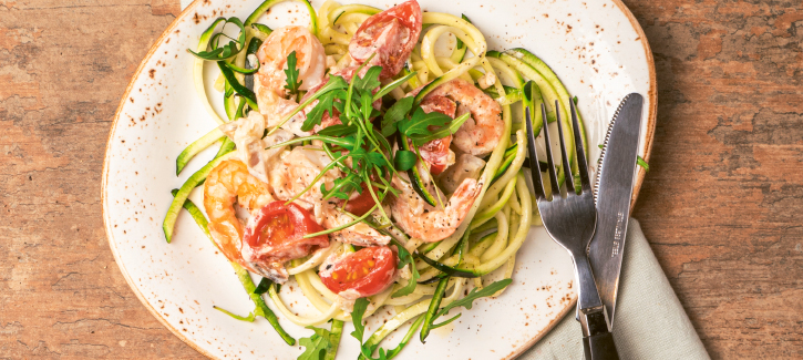 Cremige Garnelenpasta mit Tomaten