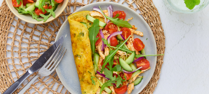 Omelett mit Pulled Chicken