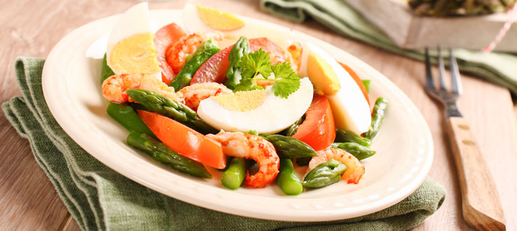Spargelsalat mit Flusskrebsen