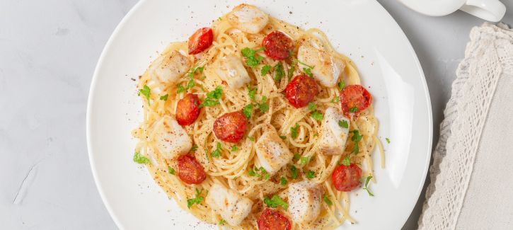 Cremige Spaghetti mit Kabeljau