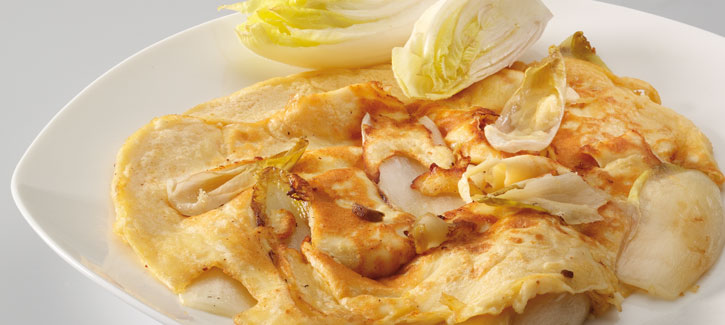 Omelett mit Chicorée und Ziegenkäse