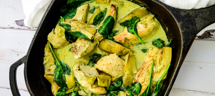Grünes Curry mit Hähnchen und Artischocken