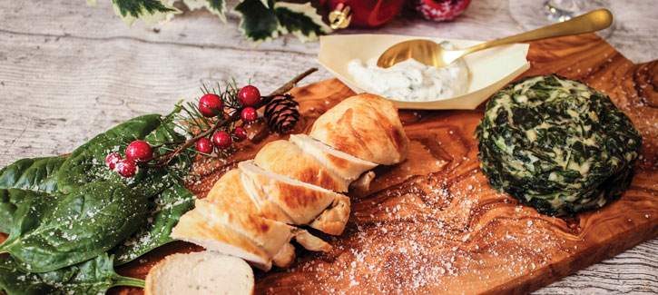 Hähnchenroulade mit Thymian, Rosmarin und Kartoffelküchlein