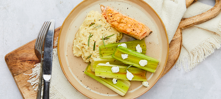 Kartoffelpüree mit Lauch und Lachs