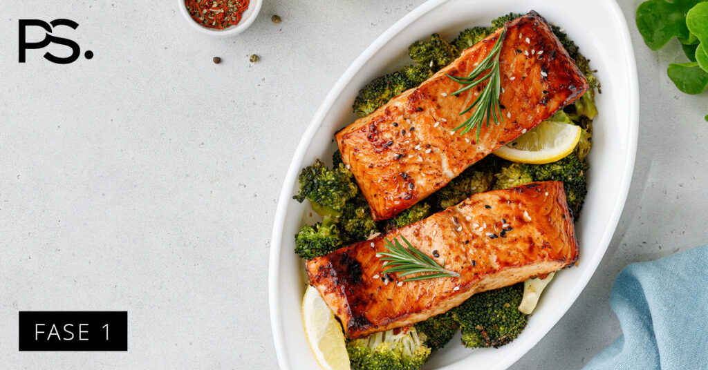 Brokkoli und Lachs aus dem Ofen