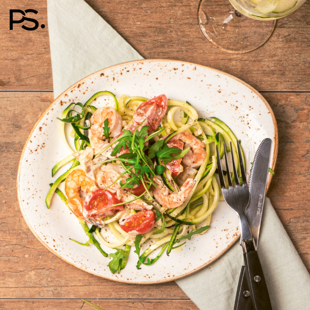 Cremige Garnelenpasta mit Tomaten