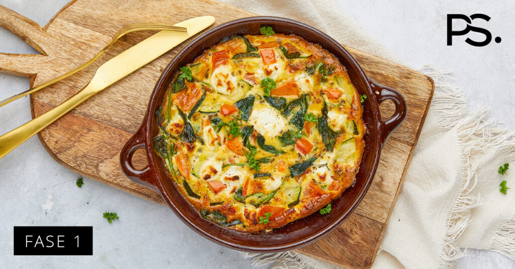 Frittata mit Spinat, Tomate und Zucchini