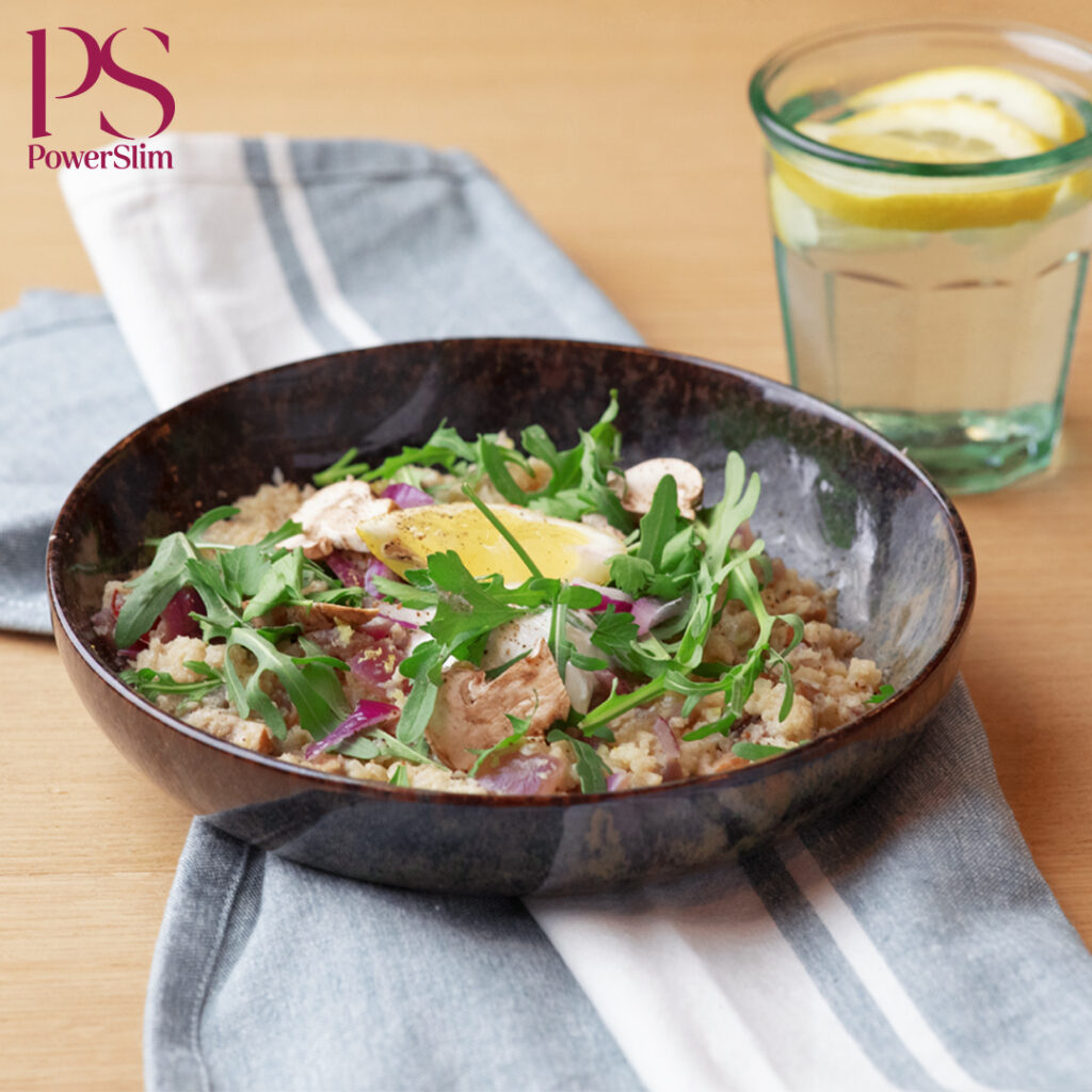 Blumenkohlrisotto mit Champignons und Ziegenkäse