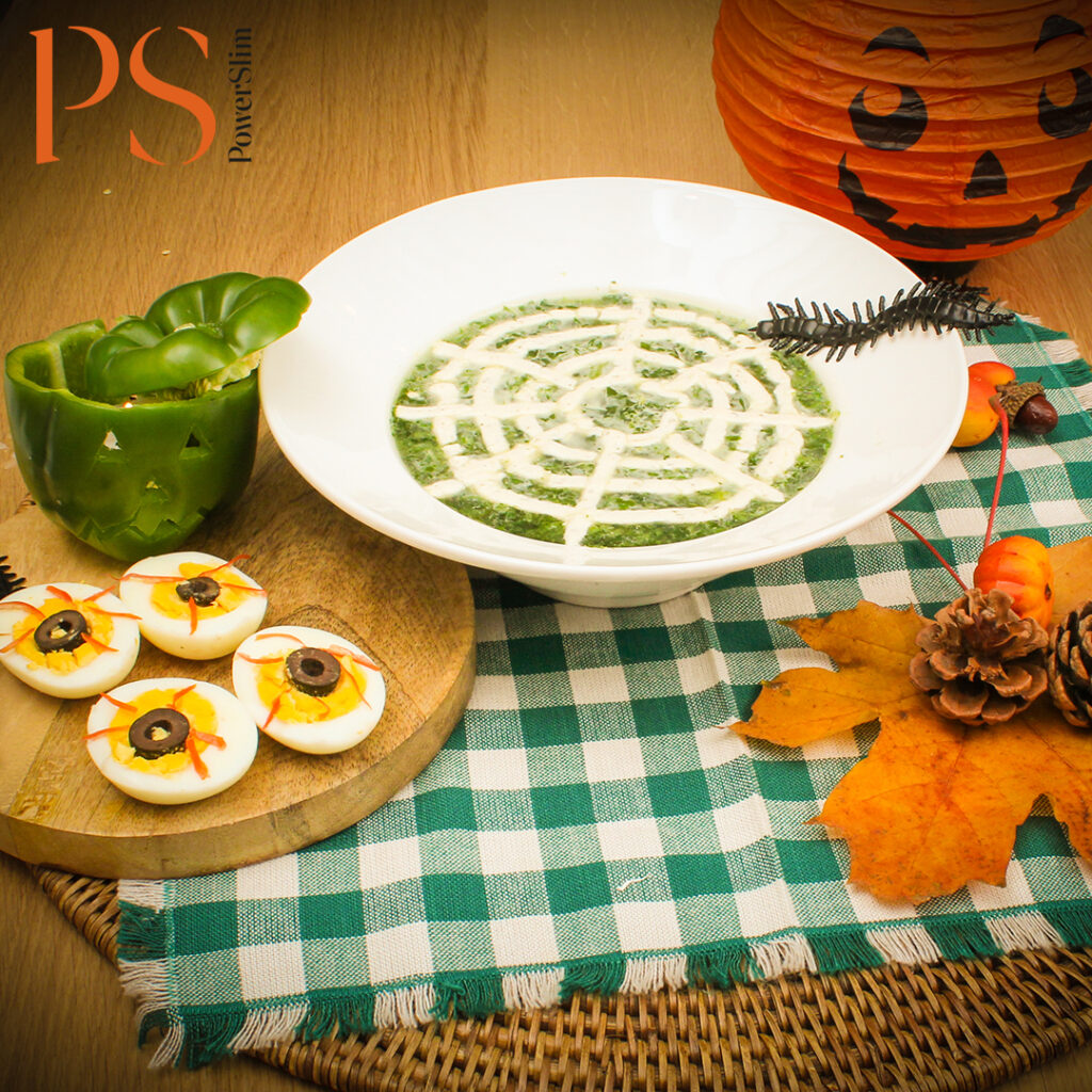 Halloween-Spinat-Paprikasuppe
