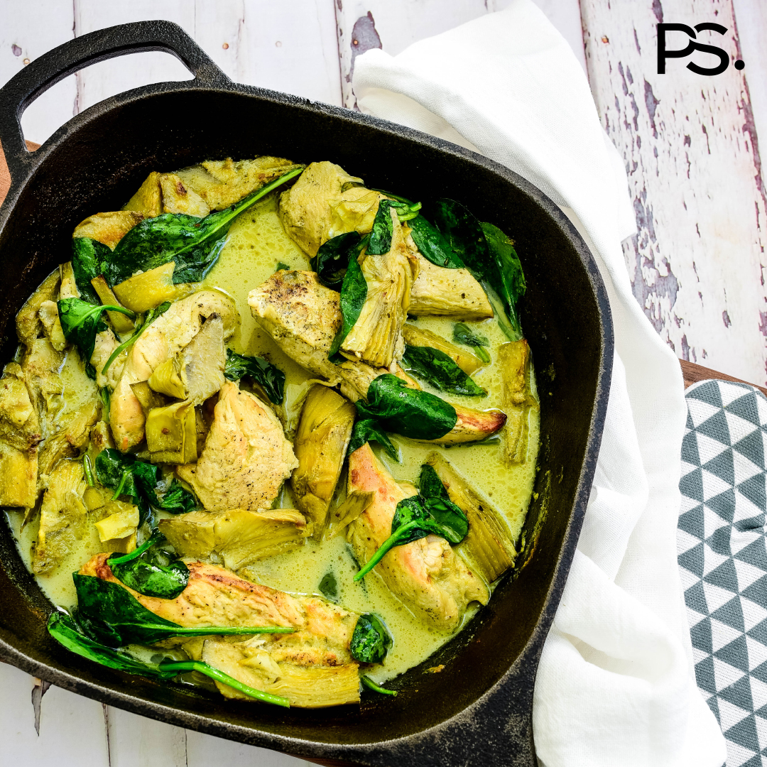 Grünes Curry mit Hähnchen und Artischocken