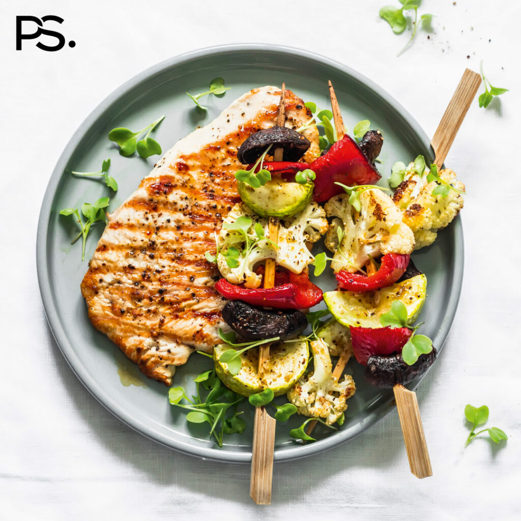 Putenfilet mit Gemüsespiessen