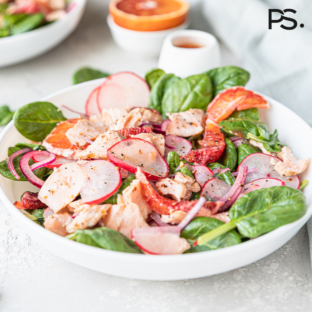 Spinatsalat mit Lachs und Orangendressing