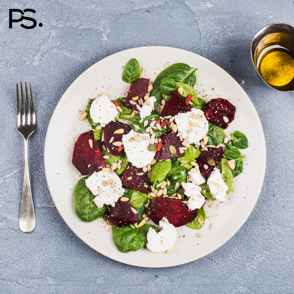 Spinatsalat mit Roten Beten und Ziegenkäse