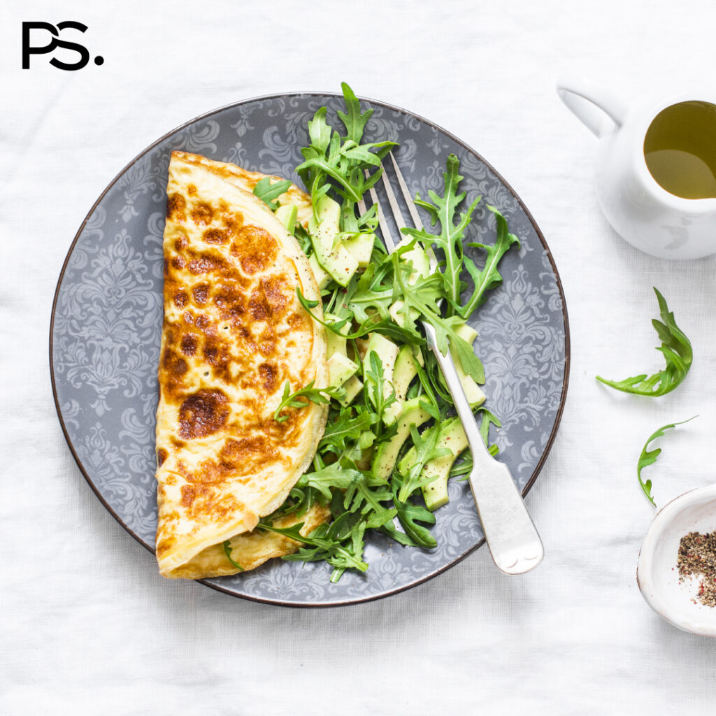 Omelett mit Avocado und Rucola