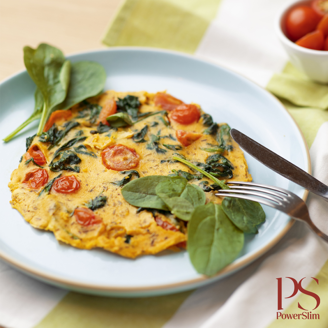 Omelett mit Spinat und Tomaten