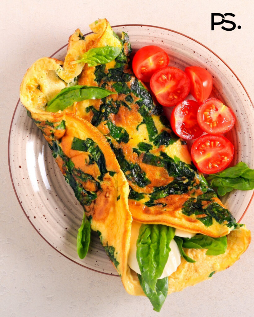 Spinat-Ziegenkäse-Omelett mit Tomaten