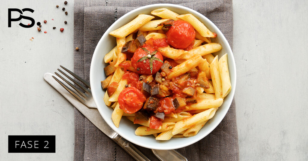 Pasta mit Aubergine und Tomate