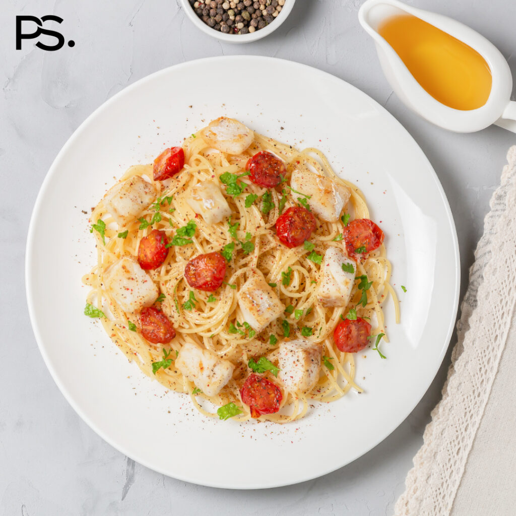 Cremige Spaghetti mit Kabeljau