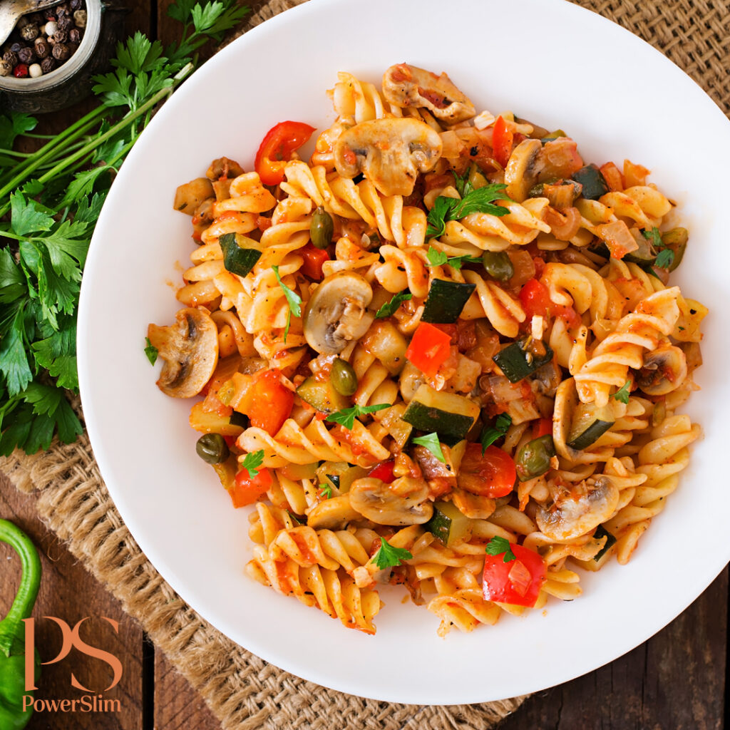 Fusilli mit Soße aus gegrilltem Gemüse