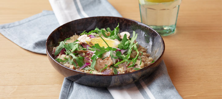 Blumenkohlrisotto mit Champignons und Ziegenkäse