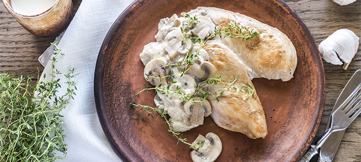 Hähnchenfilet mit cremiger Champignonsoße